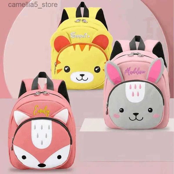 Mochilas personalizadas bordado criança mochila impermeável pré-escolar mochila 3d bonito dos desenhos animados neoprene animal mochila para crianças q231108