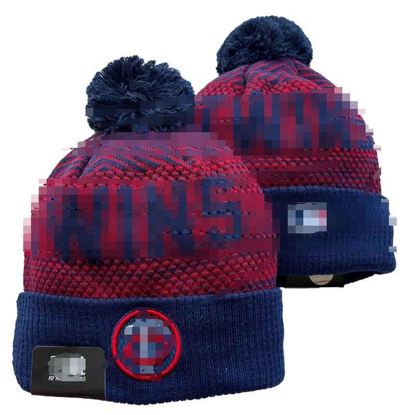 Twins Beanies Minnesota Bobble Hats Berretti da baseball 2023-24 Fashion Designer Bucket Hat Chunky Knit Faux Pom Beanie Christmas Sport Cappello lavorato a maglia a4