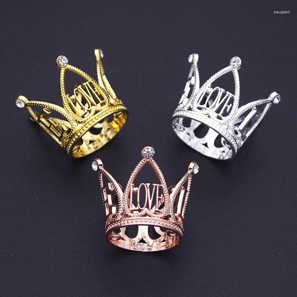 Grampos de cabelo bonito amor mini coroa para meninos meninas aniversário pequenas tiaras diadema jóias bolo topper ornamentos acessórios de casamento