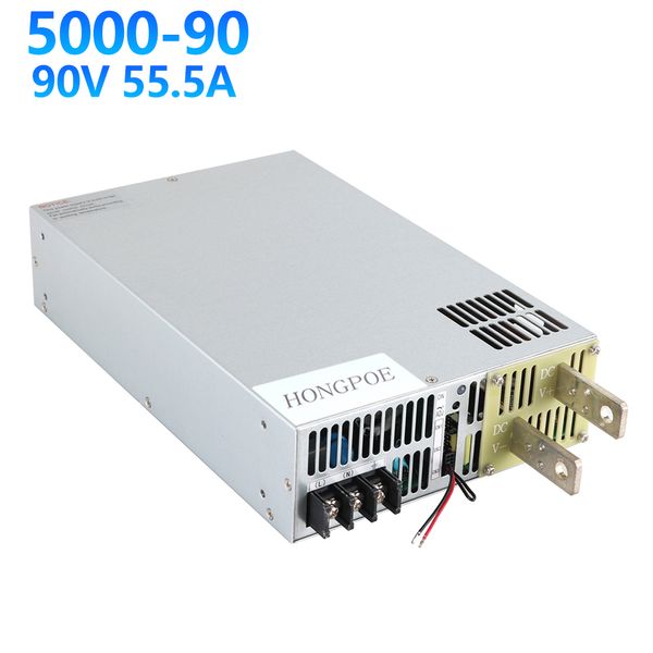 Alimentatore HONGPOE 5000W 55,5A 90V 0-90v Alimentazione regolabile AC-DC PSU ad alta potenza Controllo segnale analogico 0-5V Ingresso SE-5000-90 110VAC/220VAC/380VAV