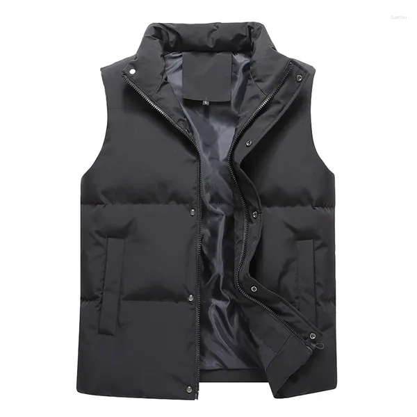 Gilet da uomo Autunno Inverno Gilet da uomo Solido caldo giacche senza maniche Gilet casual da uomo colletto alla coreana Slim piumino coreano in cotone da donna