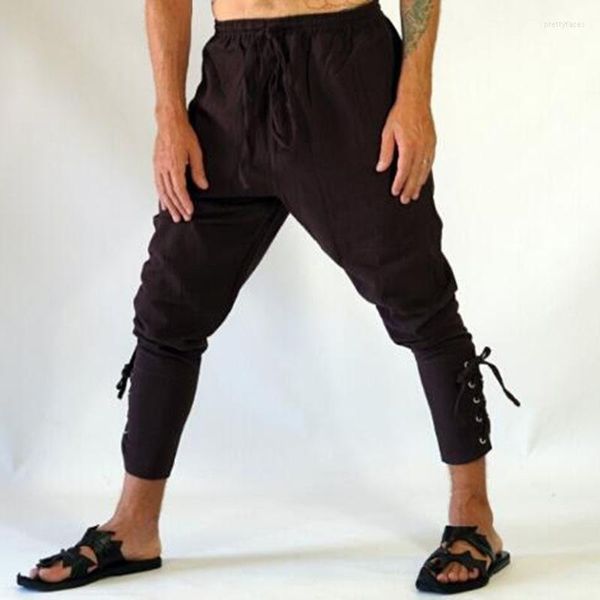 Erkekler Pantolon Erkekler Sıradan Katı 2023 Yaz Adam Elastik Bel Drawstring Taytlar Nefes Alabilir Pamuk Keten Pantolon Sweatpants