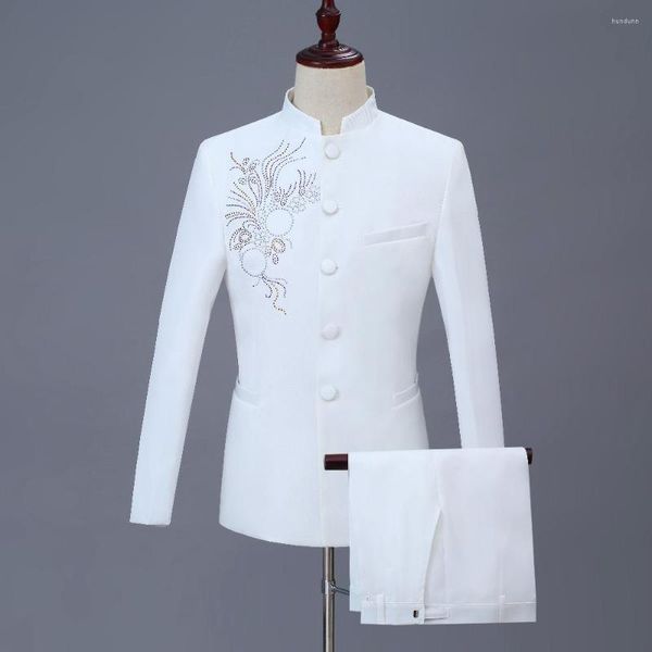 Erkekler Suits Erkekler Düğün 2023 Marka Tasarımı Gerçek Sağdı Beyaz Yakun Damat Smokin Erkekler Smokin Düğün/Balo 2 Parçası