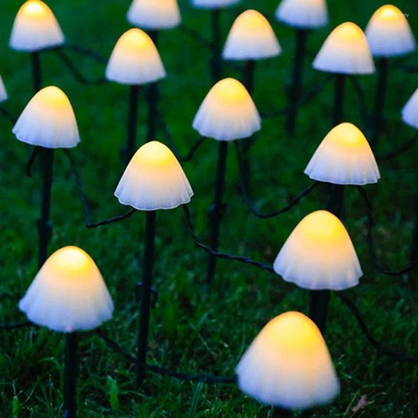 Cordas 7m 50 LED Outdoor Garland Solar Cogumelo String Luzes Impermeáveis Paisagem Fada Luz Para Jardim Pátio Decoração
