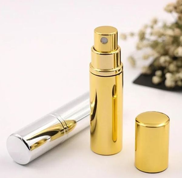 5ml Doldurulabilir Taşınabilir Mini Parfüm Atomizer Parti Boş Sprey Şişesi Alüminyum Kabuk Kılıfı Cam İç Kozmetik Sıvı Konteyner Seyahat