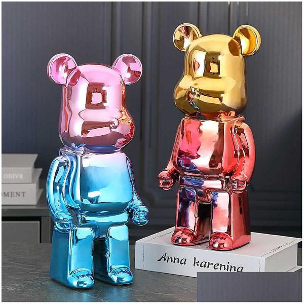 Novità Giochi Placcatura Bearbricklys 400% Statua Violenza Orso Scpture Ornamenti Figurine decorative Soggiorno Decorazioni per la casa Regalo Coll Dh03F