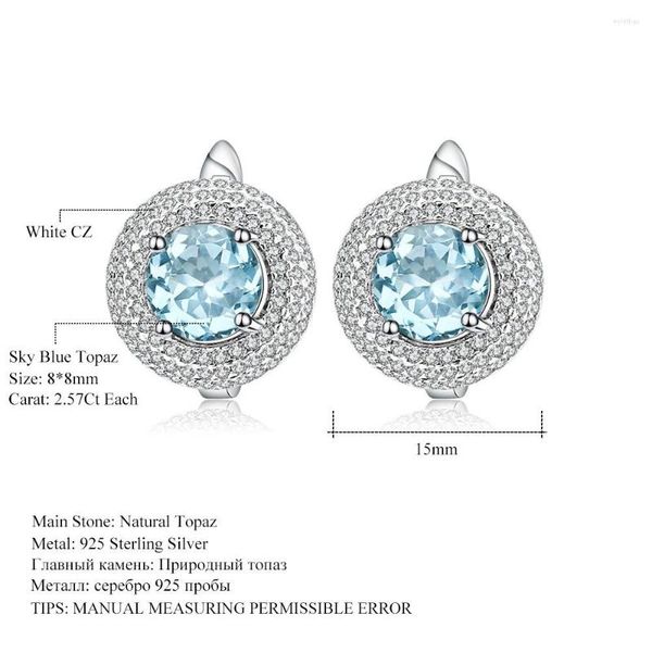 Çember Küpeler Orijinal Gerçek Mücevherler Doğal Taş Topaz Kişiselleştirilmiş Garnet S925 Gümüş Kristal Yüksek Kalite