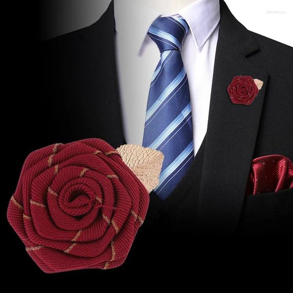 Broches broche de casamento britânico para homens coreano vermelho rosa flor corsage moda masculina terno de negócios camisa colar pinos