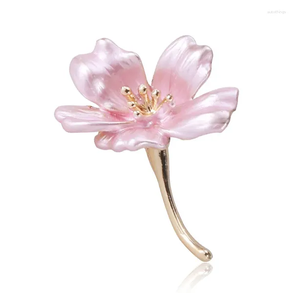 Broches rosa esmalte flor de lírio para mulheres lindas alfinetes de liga de plantas joias de inverno de alta qualidade