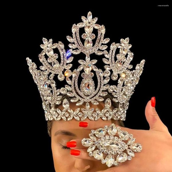 Waren in Stock Haarklammern Stonefans hohl großer Strasskronkronen Tiara Modezubehör Stirnband Großkristall Braut Frauen Schmuck Schmuck