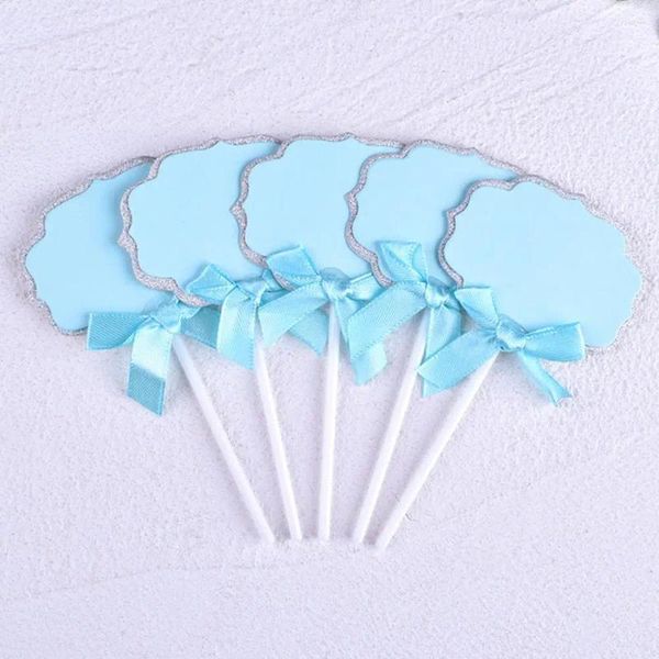 Kek araçları düğün topper dekorasyon kiti ile yazılabilir kağıt etiketler kurdele bowknot toppers cupcakes tatlıları meyve turtaları parti