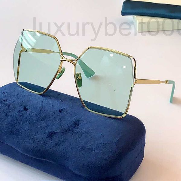 Sonnenbrillen Designer-Damenmode-Sonnenbrille 0817 grüne Linse, quadratisch, dünne Metallhalbbrille, hochwertige Einkaufsbrille mit Originalverpackung 0817S E6TP