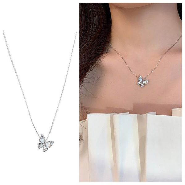 Ketten-Diamant-Schmetterlings-Halskette für Frauen-Anhänger-Frauen-Halsketten-Geburtstags-Mutter-Ehefrau-Herz-Ketten-HalsketteKetten