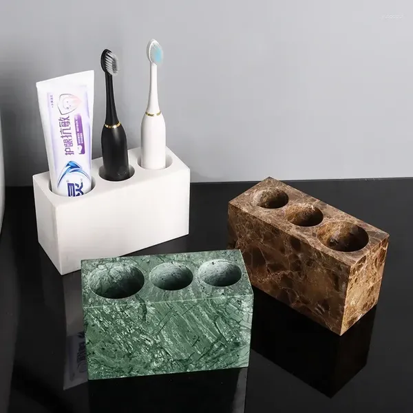 Set di accessori da bagno Spazzolino da denti Dentifricio in marmo Accessori per tazze e bagno di lusso Porta tazza per famiglia Naturale