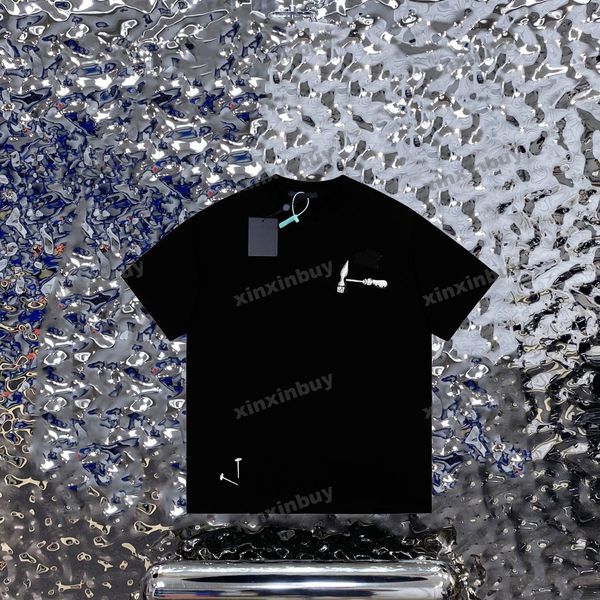 Xinxinbuy Men Men Designer Tee Tee Fruth 23ss Paris несколько инструментов вышивка с короткими рукавами.