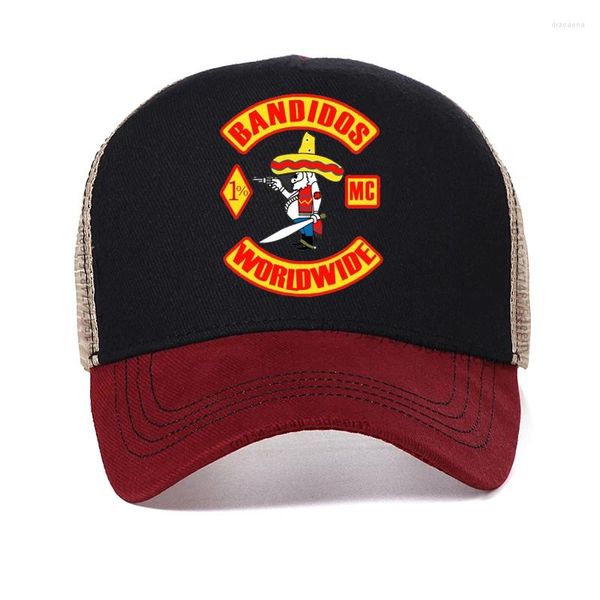Бейсбольные кепки Bandidos, мужская бейсболка для мотоциклетного клуба, хлопковая летняя модная сетчатая шляпа дальнобойщика, регулируемые дышащие шапки Snapback