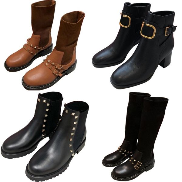 Designer-Stiefel, modische Outdoor-Schuhe für Damen, Martins-Stiefel, Luxus-Halbknie-Kurzstiefel, lässige, matte Plateauschuhe, hochwertige schwarze Ritterstiefel, Reit-Punk-Schuh
