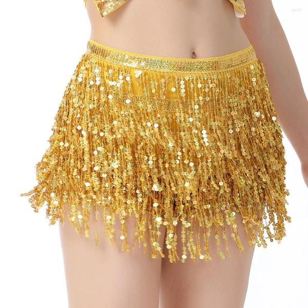 Stage Wear 12 colori Tribal Belly Dance Hip Sciarpa Cintura Costume di carnevale Gonna con paillettes Shaabi Gypsy Gonne orientali per le donne