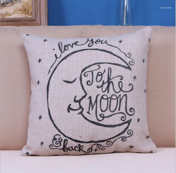 Kissenbezug 45 x 45 cm Vintage Cover I Love You To The Moon And Back Square Throw NB091