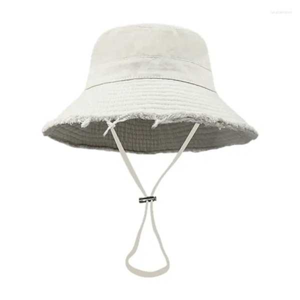 Berets Erwachsene Anti-UV Eimer Hut mit Legierung Abzeichen Outdoor Sport Fischer Kappe Für Frauen Teenager Casual Sommer Sonnencreme Dropship