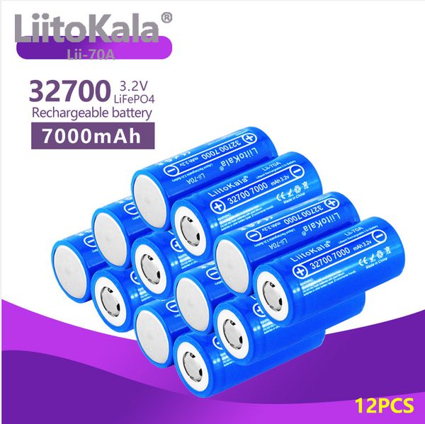 12шт Liitokala lii-70a 3,2 В 32700 6500mah 7000mah LifePo4 Батарея 35a непрерывный разряд максимум 55A с высокой мощностью батарея мощности