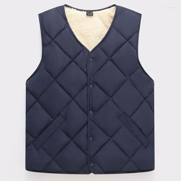 Herrenwesten Herbst Winter Männer Warme Weste Daunen Baumwolle Plüsch verdicken lässig ärmellose V-Ausschnitt Jacke mittleres Alter ältere Gilet L-4XL