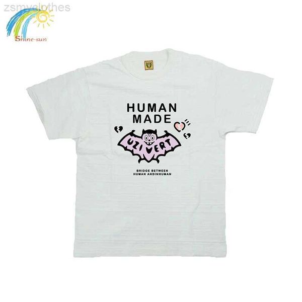 T-shirt da uomo New Human Made Manica corta Uomo Donna 1 1 Top Tees Bat Print Pattern T-shirt casual con o-collo