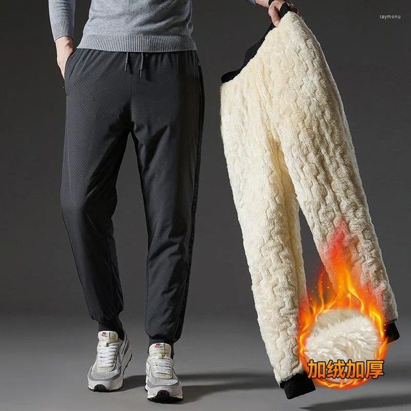 Erkek Pantolon Sonbahar ve Kış Sıcak gevşek Sherpa Street Giyim Joggers Erkekler Kargo Kadife Kalınlama Bağlı Ayaklar Rüzgar Taşarsız İç Çamaşır