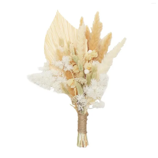 Flores decorativas nordic bohemia simulação buquê de flores 26 pçs cauda grama reed taboa fã folha palma diy arranjo casa casamento