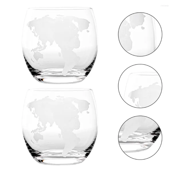 Canecas 2 PCs Luau Party Clear Espresso Beer Copo Smoothie Map Map Print Caneca Drink Titular Goblet