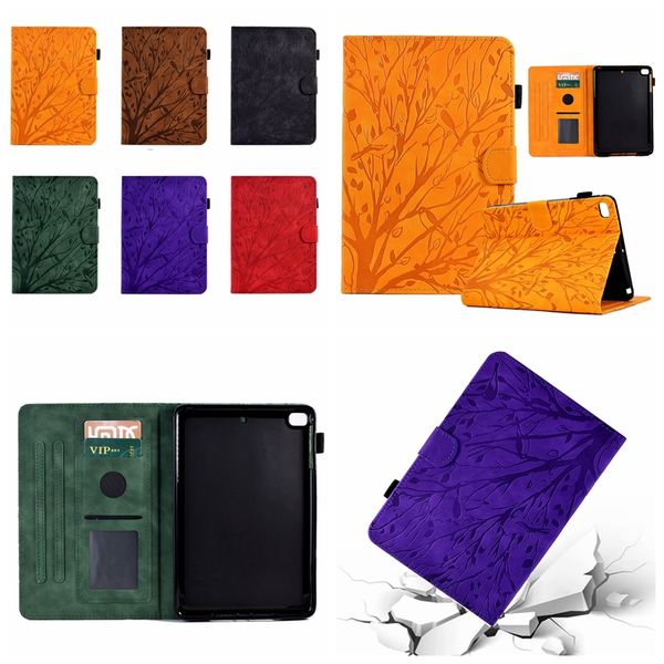 Impressão Lucky Tree Leather Wallet Tablet Caso para iPad mini 6 5 4 3 2 1 mini6 6,3 7,9 polegadas fortuna pássaro moda floral cartão de crédito slot slot bolsa bolsa saco de flip saco