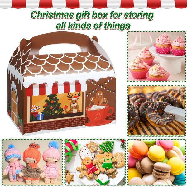 Noel dekorasyonları, kutuları tedavi et 3d Gingerbread House Cardboard Cookie Good -Gable Candy Çantaları Hoint Tuts ile Noel Kağıt Hediyesi Holida OTC4M