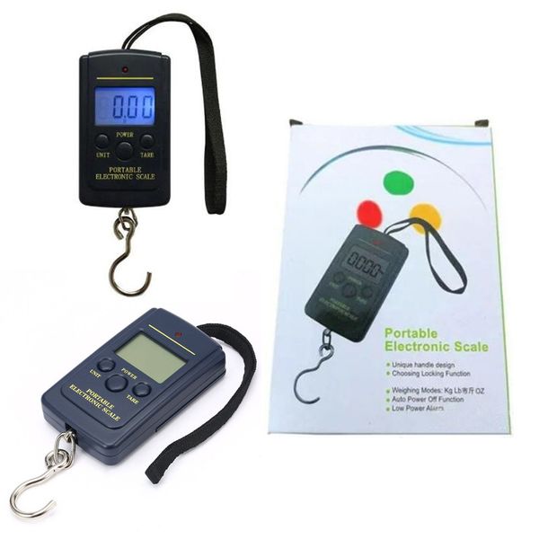 Escala eletrônica de pesca digital de 40 kg/0,5g de cozinha balança em balanço escala de bolso de bolso iluminado LCD LCD Viagem de bagagem Povoamento de Steelyard Hanging Hook Scale