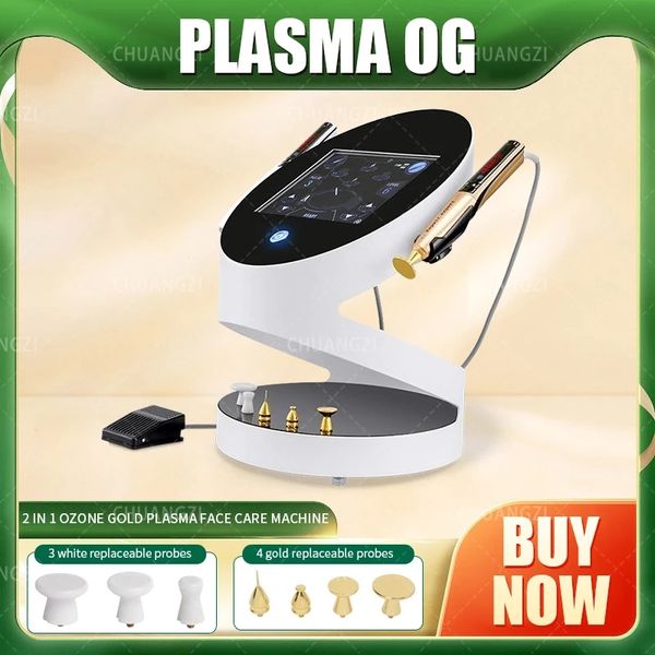 Strumento di bellezza domestico RF 2 in 1 Ozono Gold Plasma Lift Therapy Viso Miglior salone di bellezza Usa Plasma RF Lentiggini Ringiovanimento della pelle Plasma Pen Needle