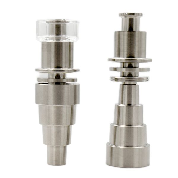 Prego de titânio elétrico domeless 10mm 14mm 18mm junta gr2 com prato de quartzo tubos de cachimbo de vidro dab plataformas ferramentas de óleo de cera