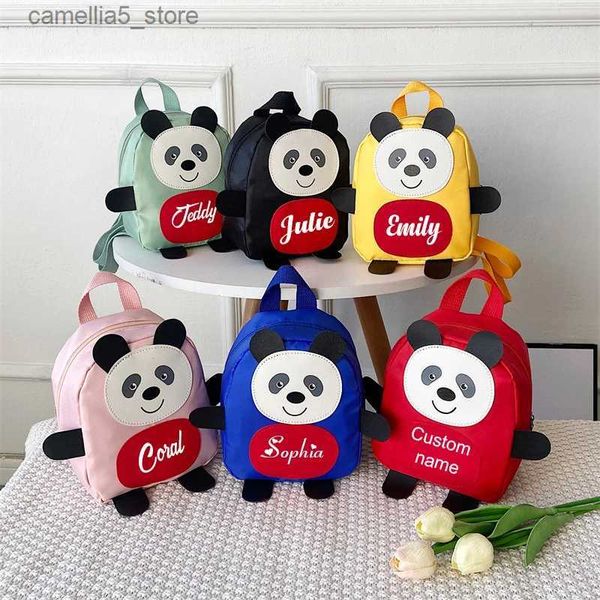 Sırt çantaları kişiselleştirilmiş çocukların sevimli karikatür hayvan hayvanat bahçesi sırt çantası yürümeye başlayan çocuk sırt çantası özel isim sevimli panda şekil sırt çantası q231108