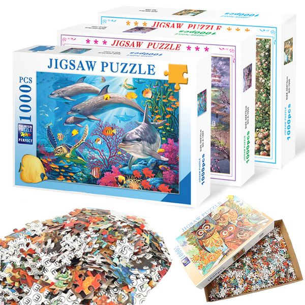 Puzzles 3D 1000 peças para adultos Paper Jigsaw Educational Toys Intelectual descompactando DIY Large Puzzle Game Gifts 230407