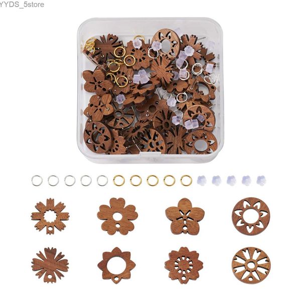 Stud 182pcs madeira oca folha flor orelha post brinco studs descobertas para mulheres diy jóias brincos fazendo acessórios yq231107