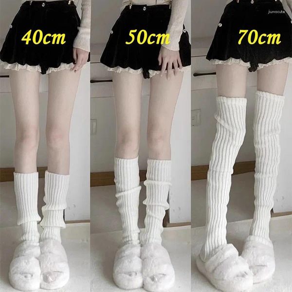 Meias femininas 40/50/70cm de malha longa perna mais quente capa de lã espessada inverno jk lolita y2k moda acessórios de roupas