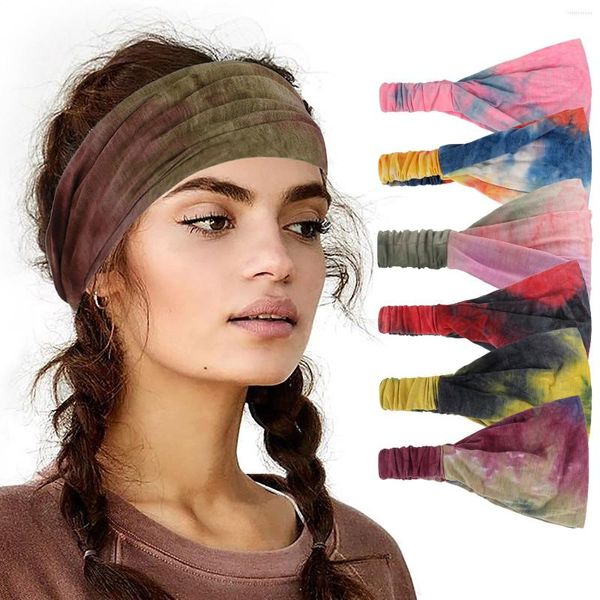 Berretti Tie Dyed Cinture per capelli da donna Yoga Sport Fitness Fasce elastiche Ampio commercio all'ingrosso per adulti