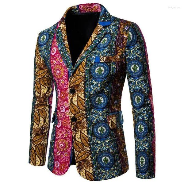 Abiti da uomo Blazer e giacche da cappotto Blazer floreali Stile nazionale Casual da uomo Slim Fit in cotone e lino