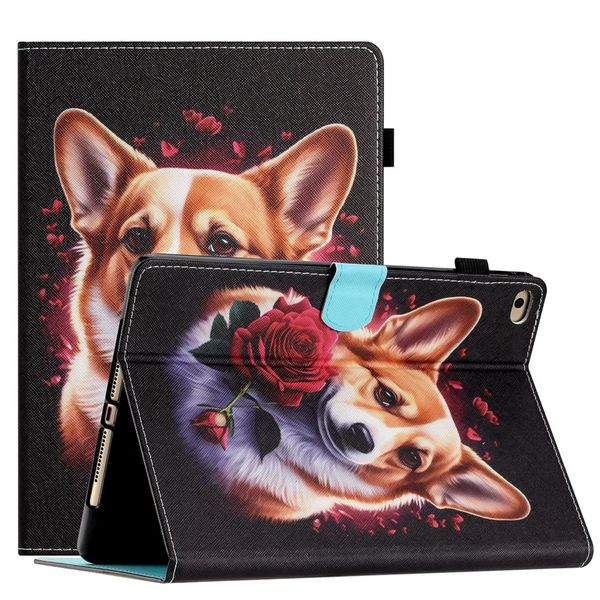 Роза Dog Fawn Rabbit Animal Leather для iPad Mini 6 5 4 3 2 1 12345 Mini6 Милая бабочка Panda ID Слот -слот с переворачивающейся крышкой для кошелька