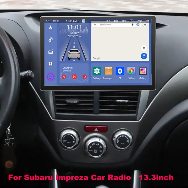 13.3 -дюймовый 2DIN Stereo Head Bind Car DVD -радио DVD для Subaru Impreza Car Multimedia Player Android Auto GPS Navigation CarPlay FM WiFi TV