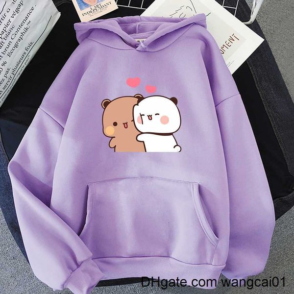 Kadın Hoodies Sweatshirts Karikatür Panda Bear Bubu ve Dudu Hoodie Kadınlar/Erkekler Tops Kawaii Baskılı Harajuku Ullzang Sweatshirt O-Neck Fa Harajuku Unisex 0407H23