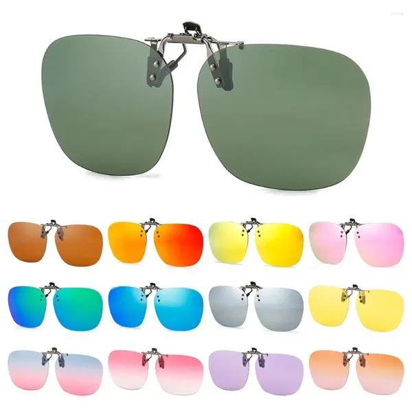 Óculos de sol clipe de metal clip-on polarizado sem aro conveniente máscaras poligonais uv400 flip-up óculos de sol para prescrição