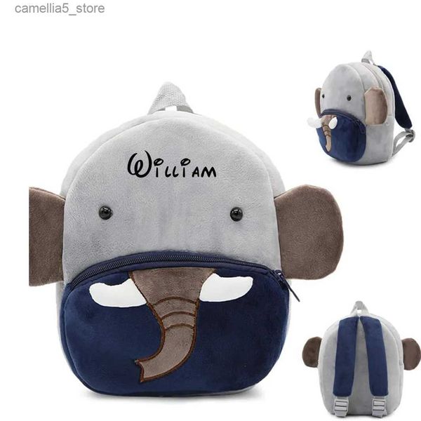 Zaini Nome personalizzato Zaino per animali simpatico cartone animato Personalizzato il tuo testo Borsa da scuola per bambini per bambini Neonate Ragazzi (elefante) Q231108