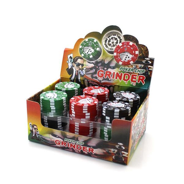 Bardian Poker Chip Herb Grinder 4 Livelli in plastica Mini Smoke Crusher Rotondo Manuale Smoking Grinder Domestico 5 5ft E19 LL