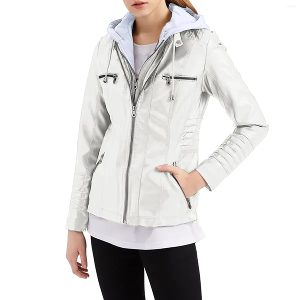 Женские тренчи, кожаное короткое пальто, однотонная куртка с капюшоном, женская легкая ветровка в стиле 90-х, одежда I5