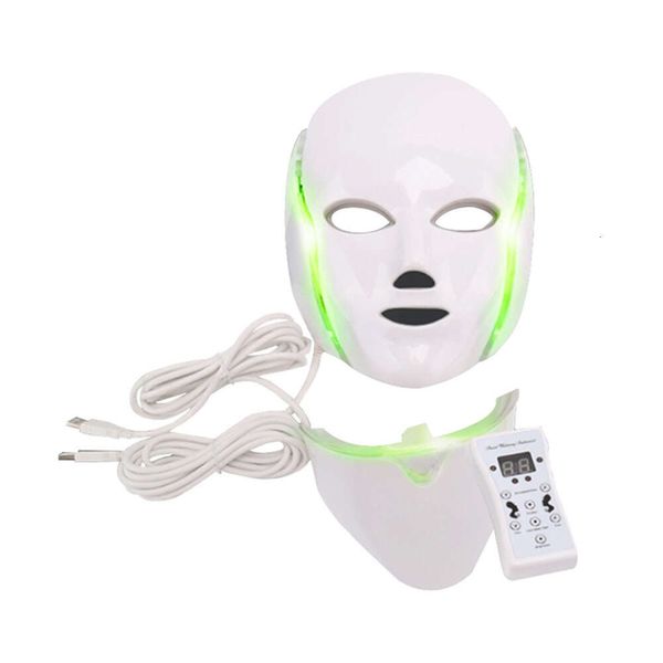 7-цветный светодиодный инструмент для лица, маска для лица, фотонная терапия, омоложение кожи шеи, против прыщей, морщин, салон красоты, домашний уход, светодиодный инструмент для лица