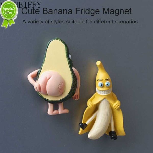 Nuovi simpatici magneti per il frigo con frutta Magneti divertenti per banane e avocado per la decorazione domestica delle lavagne del frigorifero